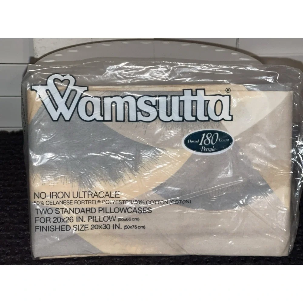 Vintage Wamsutta Set Of 2 Pillowcases Standard‎ Abstract No Iron Percale USA